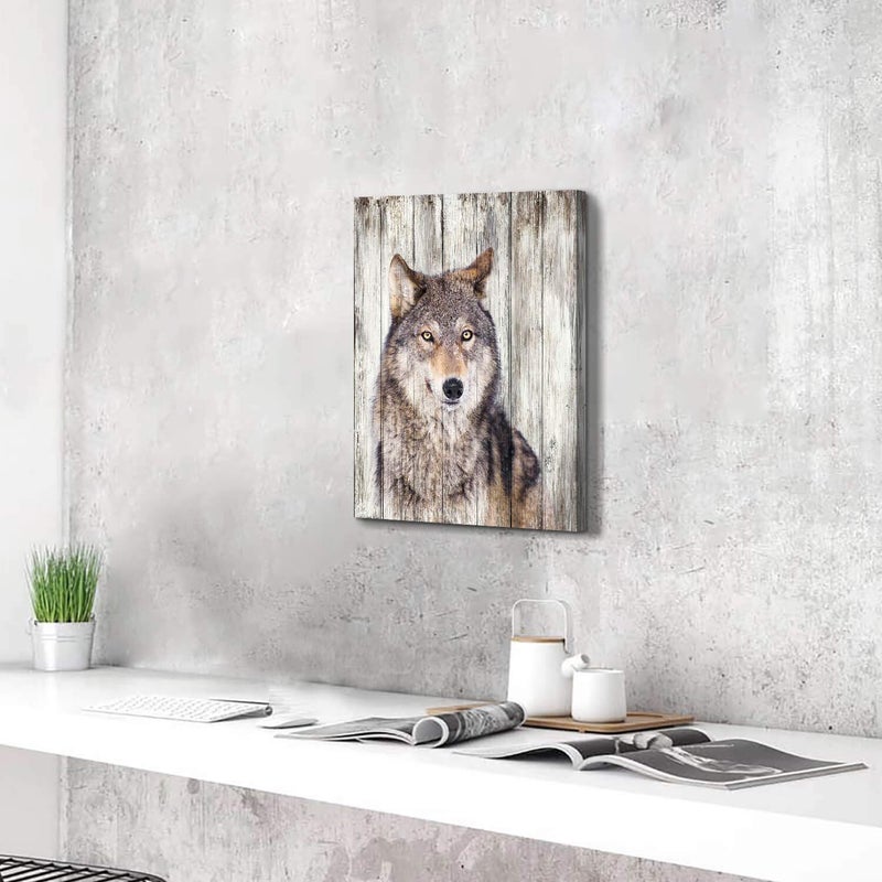 Hardy Gallery Gray Wolf Wall Art Print: Wild Animal Artwork Painting Picture on Canvas for Living Room Decor (24'' x 18'') - Image 5